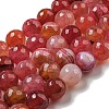 Faceted Natural Dragon Veins Agate Beads Strands G-F447-12mm-P08-2