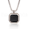 304 Stainless Steel & Black Resin Square Pendant Necklaces for Men FS-WG8D101-01-1