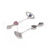 Colorful Cubic Zirconia Heart Eye Dangle Stud Earrings EJEW-L234-078P-2