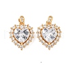 Brass Micro Pave Clear Cubic Zirconia Pendants KK-S531-27G-1