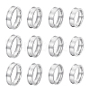 Unicraftale 16Pcs 4 Size 201 Stainless Steel Grooved Finger Ring Settings STAS-UN0051-70-1