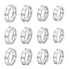 Unicraftale 16Pcs 4 Size 201 Stainless Steel Grooved Finger Ring Settings STAS-UN0051-70-1