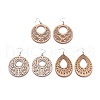 Laser Cut Wood Dangle Earrings EJEW-JE02992-M-1