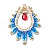 Handmade Glass Seeds Teardrop Pendants PALLOY-MZ00390-02-1