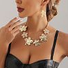 Alloy Big Small Textured Flower Link Chain Necklaces for Women FS-WG4F9B9-01-2