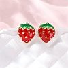 Brass Enamel Stud Earrings EJEW-D322-06G-02-1