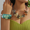 Flower Alloy & Aluminium & Resin Bib Necklaces & Cuff Bangles Sets FS-WG80D75-03-1