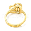 Heart with Letter Rack Plating Brass Micro Pave Cubic Zirconia Adjustable Rings for Women RJEW-I105-06G-M-3