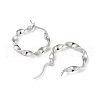 Rhodium Plated 925 Sterling Silver Hoop Earrings EJEW-K258-21P-2