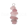 3Pcs Natural Rose Quartz & Aquamarine & Rose Quartz Chip Beaded Constellation Pendants PALLOY-JF03043-04-3