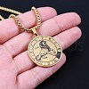 Flat Round with Constellation 201 Stainless Steel Pendant Necklaces WG10AD9-05-2