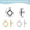 Unicraftale 24Pcs 3 Colors 304 Stainless Steel Toggle Clasps STAS-UN0050-82-3