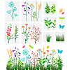 11Pcs 11 Styles Plant Theme PET Hollow Out Drawing Painting Stencils DIY-WH0394-0146-1
