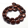 Flat Round Natural Mahogany Obsidian Bead Strands G-L291-14-2