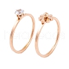 Flower 304 Stainless Steel Finger Ring Set for Women RJEW-C086-28-RG-1