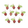 80Pcs 8 Styles Natural Gemstone Flower Charms PALLOY-JF03765-3