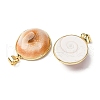 Brass Pave Natural Shell Pendants KK-H002-01G-2