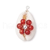 7Pcs 7 Styles Natural Stone Beaded Flower Copper Wire Wrapped Natural Cowrie Shell Pendants PALLOY-JF03440-02-3
