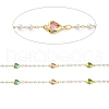 Colorful Glass Heart Link Chains with ABS Plastic Pearl Beaded CHC-C001-05G-2