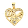 Rack Plating Brass Micro Pave Cubic Zirconia Pendants KK-B091-50C-G-1
