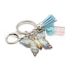 26Pcs Transparent Epoxy Resin & Transparent Acrylic & Faux Suede Tassel Keychain KEYC-JKC01202-09-3