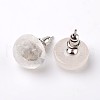 Half Round Dome Natural Crystal Stud Earrings EJEW-L171-02-1