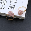 Nuggets Alloy Wire Wrapped Natural Strawberry Quartz Cuff Rings FS-WGA7830-07-1