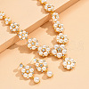 Flower Alloy Crystal Rhinestone & Plastic Pearl Link Chain Necklaces & Stud Dangle Earrings Sets FS-WGC22CC-01-1