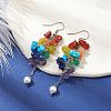 Natural Mixed Gemstone Chips Cluster Earrings EJEW-JE05467-2