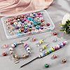  Transparent Spray Painted Glass European Beads and Cat Eye European Beads G-NB0002-55-5