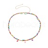 Bohemian Alloy Enamel Flower Charm & Colorful Glass Seed Beaded Double Layer Waist Belly Chains for Women FS-WG951EA-01-5
