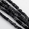 Cube Natural Black Stone Beads Strands G-P057-01-1