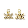 Real 18K Gold Plated Brass Micro Pave Clear Cubic Zirconia Charms KK-E068-VB411-11-1