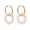 Mother's Day Jewellery Natural Pearl Beaded Ring Shape Hoop Earring EJEW-JE04696-1
