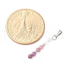 Faceted Round Natural Quartz Crystal & Ruby & Pink Tourmaline Beaded Pendants PALLOY-JF03529-09-4