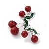 Brass Red and Green Enamel Cherry Connector Charms KK-H002-03P-2