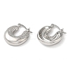 Donut Brass Hoop Earrings with Clear Cubic Zirconia EJEW-Q791-01P-2
