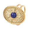 Oval with Sun Natural Lapis Lazuli Finger Rings RJEW-Q822-40G-02-1