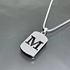 Rectangle with Laser Cut Letter 201 Stainless Steel Initial Pendant Necklaces WGA5E8C-13-1