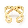 Cubic Zirconia Criss Cross Open Cuff Ring RJEW-E046-23G-01-3