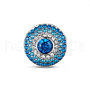 TINYSAND Rhodium Plated 925 Sterling Silver The World of Blue Cubic Zirconia European Beads TS-C-182-1
