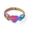 Ion Plating(IP) 201 Stainless Steel Heart Adjustable Ring for Women RJEW-K242-01M-1