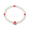 3Pcs Summer Fruit Theme ABS Plastic Imitation Round Pearl Beaded Stretch Bracelets for Women BJEW-JB11734-3