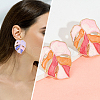ANATTASOUL 4 Pairs 4 Colors Enamel Tropical Leaf Stud Earrings EJEW-AN0002-55-6