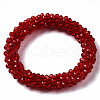 Faceted Transparent Glass Beads Stretch Bracelets BJEW-S144-002F-02-2