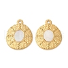 304 Stainless Steel Natural White Shell Pendants STAS-L288-05G-02-1
