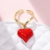 Brass Enamel Open Cuff Rings for Women RJEW-U057-14B-G-2