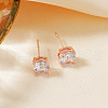 Elegant Fashionable Brass Clear Cubic Zirconia Flat Round Stud Earrings BP7914-2