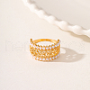 Hollow Brass with ABS Imitation Pearl Beads Wide Band Rings for Women OP9708-3-2