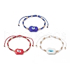 3Pcs 3 Color Evil Eye Lampwork & Glass Seed Braided Bead Bracelets Set for Women BJEW-JB09250-1